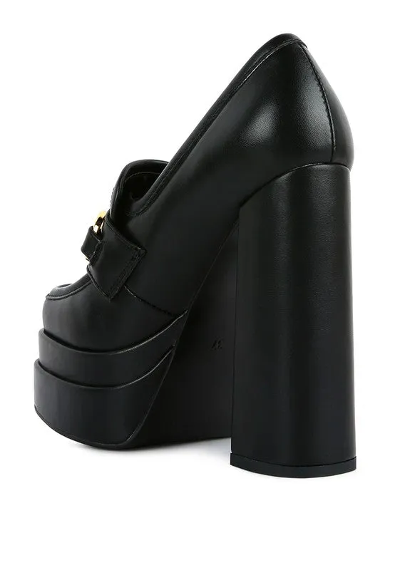 High Block Heeled Platform Jewel Loafers